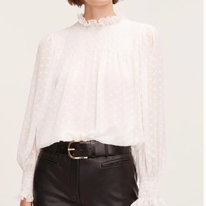 Rebecca Taylor Clip Dot Blouse Size M White NWT